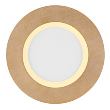 Stropní svítidlo kov bílý, akryl imitace dřeva, akryl bílý, Ø300mm, V:50mm, včetně LED 23,4W 230V, zdroj 2550lm, výstup 1370lm, CCT 2700-6500K, vnitřní LED 2700K, vnější LED 6500K