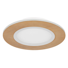 Stropní svítidlo kov bílý, akryl imitace dřeva, akryl bílý, Ø300mm, V:50mm, včetně LED 23,4W 230V, zdroj 2550lm, výstup 1370lm, CCT 2700-6500K, vnitřní LED 2700K, vnější LED 6500K
