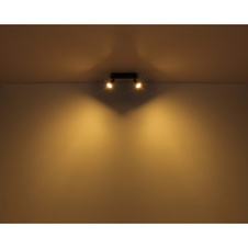 Stropní svítidlo kov černý matný, kov zlaté barvy, kolébkový vypínač na výrobku, DxŠxV:250x60x90mm, bez žárovek 2xGU10 35W 230V