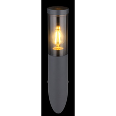 Venkovní svítidlo z nerezavějící oceli antracitové barvy, plast kouřové barvy, směr světla: nahoru, IP44, Ø:76mm, V:400mm, H:170mm, bez žárovky 1xE27 23W 230V