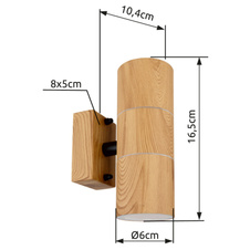 Venkovní svítidlo z nerezavějící oceli, imitace dřeva, čiré sklo, IP44, ŠxVxH:60x165x104mm, bez žárovek 2xGU10 35W 230V