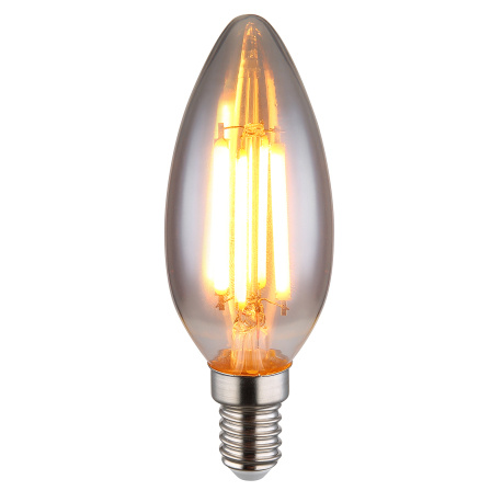 LED žárovka, sklo kouřové, Ø:35mm, V:98mm, patice 1xE14, LED 6W 230V, 380lm zdroj, 380lm Výstup, 1800K