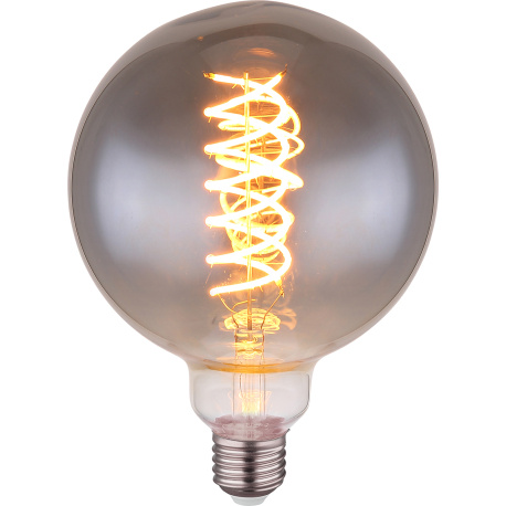 LED žárovka skleněná kouřová, stmívatelná, Ø:125mm, V:177mm, patice 1xE27 LED 8,5W 230V, 280lm zdroj, 280lm výstup, 2000K
