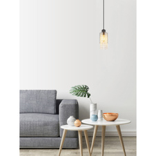 Závěsné svítidlo kov černý matný, sklo kouřové, sklo krystaly čiré, kabel PVC černý, Ø:100mm, V:1200mm, bez žárovky 1xE27 40W 230V