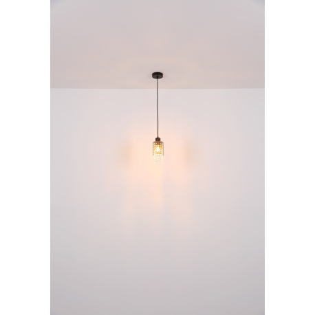 Závěsné svítidlo kov černý matný, sklo kouřové, sklo krystaly čiré, kabel PVC černý, Ø:250mm, V:1200mm, bez žárovek 3xE27 40W 230V