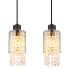 Závěsné svítidlo kov černý matný, sklo kouřové, sklo krystaly čiré, kabel PVC černý, DxŠxV:730x100x1200mm, bez žárovek 4xE27 40W 230V