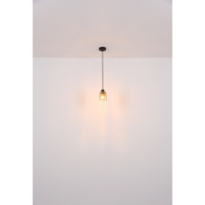 Závěsné svítidlo kov černý matný, sklo kouřové, sklo krystaly čiré, kabel PVC černý, DxŠxV:730x100x1200mm, bez žárovek 4xE27 40W 230V