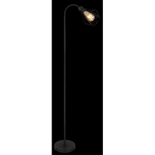 Stojací svítidlo kov černý matný, kovová mřížka černá matná, vypínač na kabelu, Flexo, DxŠxV:370x220x1750mm, délka kabelu 1800mm, bez žárovky 1xE27 40W 230V