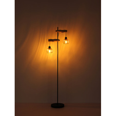 Závěsné svítidlo kov černý matný, přírodní dřevo, sklo jantarové barvy, kabel PVC černý, výškově nastavitelné, DxŠxV:820x130x1200mm, bez žárovek 4xE27 15W 230V