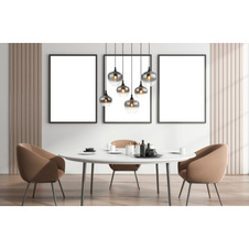 Závěsné svítidlo kov černý matný, kouřové sklo, kabel textil černý, DxŠxV:860x420x1200mm, Ø:3x18cm a 3x24cm, bez žárovek 6xE27 40W 230V