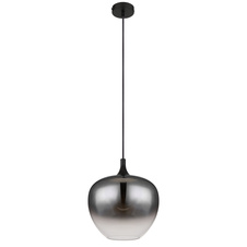 Závěsné svítidlo kov černý matný, kouřové sklo, kabel textil černý, Ø:290mm, V:1200mm, bez žárovky 1xE27 60W 230V