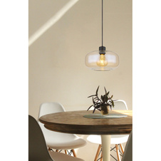 Závěsné svítidlo kov černý matný, sklo jantarové, možnost nastavení výšky, Ø:280mm, V:1200mm, bez žárovky 1xE27 40W 230V