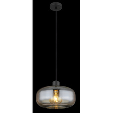 Závěsné svítidlo kov černý matný, sklo jantarové, možnost nastavení výšky, Ø:280mm, V:1200mm, bez žárovky 1xE27 40W 230V
