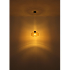 Závěsné svítidlo kov černý matný, sklo jantarové, možnost nastavení výšky, Ø:280mm, V:1200mm, bez žárovky 1xE27 40W 230V