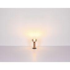Stropní svítidlo kov černý matný, MDF, imitace tmavého dřeva, kouřové sklo, Ø380mm, V:300mm, bez žárovek 3xE27 40W 230V