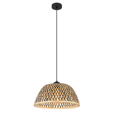 Závěsné svítidlo kov černý matný, bambus, přírodní barva, Ø400mm, V:1200mm, bez žárovky 1x E27 LED 15W 230V