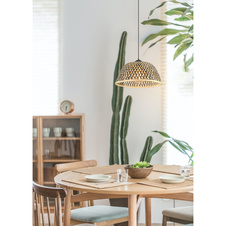 Závěsné svítidlo kov černý matný, bambus, přírodní barva, Ø400mm, V:1200mm, bez žárovky 1x E27 LED 15W 230V