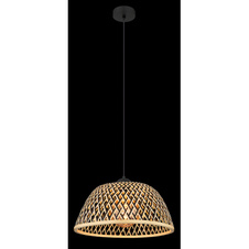 Závěsné svítidlo kov černý matný, bambus, přírodní barva, Ø400mm, V:1200mm, bez žárovky 1x E27 LED 15W 230V