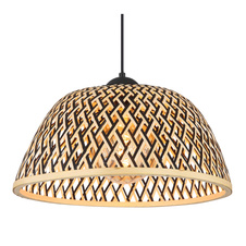 Závěsné svítidlo kov černý matný, bambus, přírodní barva, Ø400mm, V:1200mm, bez žárovky 1x E27 LED 15W 230V