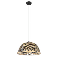 Závěsné svítidlo kov černý matný, bambus, přírodní barva, Ø400mm, V:1200mm, bez žárovky 1x E27 LED 15W 230V