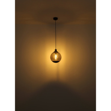 Závěsné svítidlo kov černý matný, mosaz matná, kouřové sklo, kabel PVC černý, Ø:250mm, V:1200mm, bez žárovky 1xE27 40W 230V