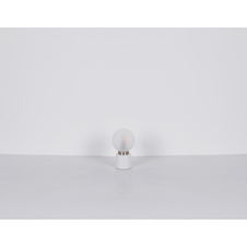 Stolní lampa, kov bílý matný, nikl, sklo bílé, satinované, kolébkový vypínač na kabelu, Ø:150mm, V:245mm, délka kabelu 1500mm, bez žárovky 1xE14, max. 25W 230V