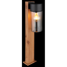 Venkovní svítidlo nerezová ocel imitace dřeva, nerezová ocel černá matná, sklo kouřové, směr světla: dolů, IP44, DxŠxV:90x145x500mm, bez žárovky 1xE27 40W 230V