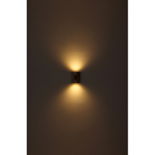 Venkovní svítidlo z nerezavějící oceli, imitace dřeva, čiré sklo, včetně senzoru, IP44, ŠxVxH:70x215x110mm, bez žárovek 2xGU10 35W 230V