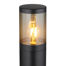 Venkovní svítidlo nerezová ocel černá matná, plast kouřové barvy, směr světla: nahoru, IP44, Ø:140mm, V:500mm, bez žárovky 1xE27 60W 230V