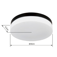 Venkovní svítidlo hliník černý matný, sklo bílé, IP44, Ø:300mm, V:65mm, bez žárovek 3xE27 ILLU 60W 230V