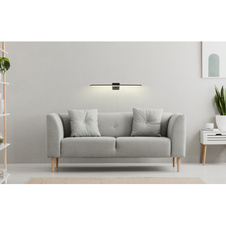 Nástěnné svítidlo kov černý, hliník černý matný, plast bílý, kolébkový vypínač na výrobku, ŠxV:615x37mm, H:110mm, včetně LED 12W 230V, 1330lm zdroj, 590lm výstup, 4000K