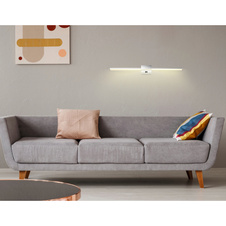 Nástěnné svítidlo chromovaný kov, chromovaný hliník, plast bílý, kolébkový vypínač na výrobku, ŠxV:615x37mm, H:110mm, včetně LED 12W 230V, 1330lm zdroj, 780lm výstup, 4000K