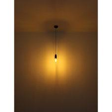 Závěsné svítidlo kov černý matný, dřevo tmavě hnědé, kabel PVC černý, DxŠxV:750x80x1200mm, bez žárovek 4xE27 40W 230V
