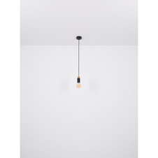 Závěsné svítidlo kov černý matný, dřevo tmavě hnědé, kabel PVC černý, DxŠxV:750x80x1200mm, bez žárovek 4xE27 40W 230V