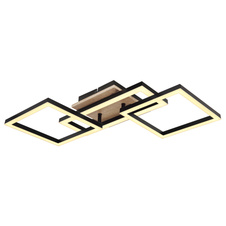 Stropní svítidlo kov černý matný, MDF, imitace tmavého dřeva, plast bílý, otočné, DxŠxV:700x310x120mm, včetně LED 24W 230V, 2750lm zdroj, 1450lm výstup, 3000K