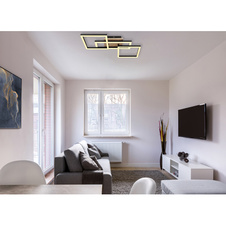Stropní svítidlo kov černý matný, MDF, imitace tmavého dřeva, plast bílý, otočné, DxŠxV:700x310x120mm, včetně LED 24W 230V, 2750lm zdroj, 1450lm výstup, 3000K