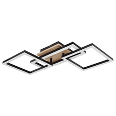 Stropní svítidlo kov černý matný, MDF, imitace tmavého dřeva, plast bílý, otočné, DxŠxV:700x310x120mm, včetně LED 24W 230V, 2750lm zdroj, 1450lm výstup, 3000K