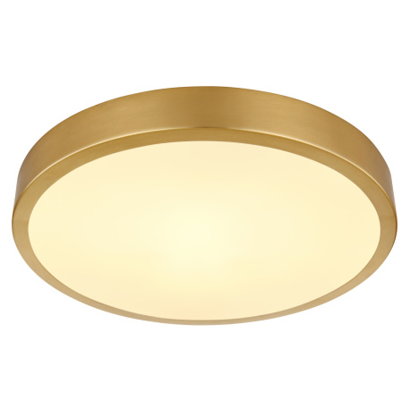 Stropní svítidlo kov mosaz matná barva, plast opál, Ø:250mm, V:30mm, LED 15W 230V, 1330lm zdroj, 990lm výstup, 3000K