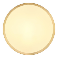 Stropní svítidlo kov mosaz matná barva, plast opál, Ø:250mm, V:30mm, LED 15W 230V, 1330lm zdroj, 990lm výstup, 3000K