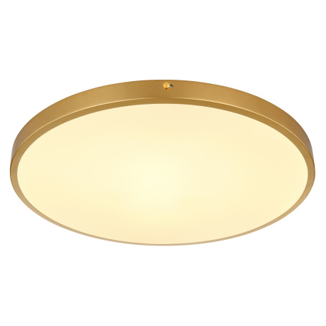 Stropní svítidlo kov mosaz matná barva, plast opál, Ø:450mm, V:30mm, LED 30W 230V, 3360lm zdroj, 2700lm výstup, 3000K