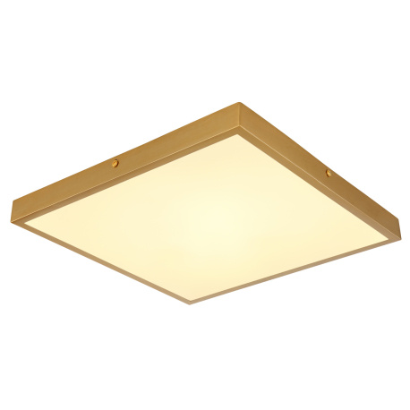 Stropní svítidlo kov mosaz matná barva, plast bílý, DxŠxV:350x350x30mm, LED 22W 230V, 2350lm zdroj, 1750lm výstup, 3000K