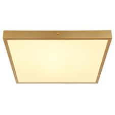 Stropní svítidlo kov mosaz matná barva, plast bílý, DxŠxV:350x350x30mm, LED 22W 230V, 2350lm zdroj, 1750lm výstup, 3000K
