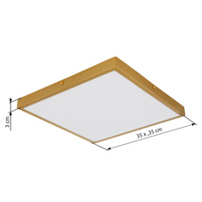 Stropní svítidlo kov mosaz matná barva, plast bílý, DxŠxV:350x350x30mm, LED 22W 230V, 2350lm zdroj, 1750lm výstup, 3000K