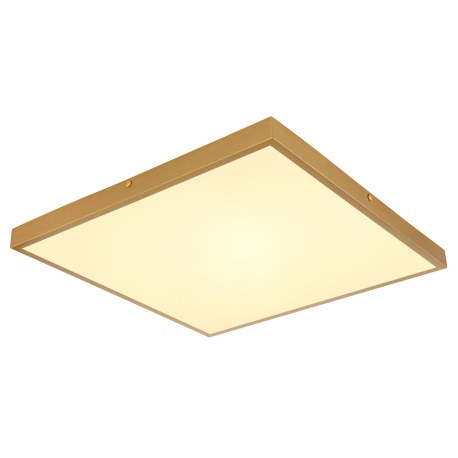 Stropní svítidlo kov mosaz matná barva, plast bílý, DxŠxV:450x450x30mm, LED 30W 230V, 3500lm zdroj, 2900lm výstup, 3000K