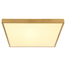 Stropní svítidlo kov mosaz matná barva, plast bílý, DxŠxV:450x450x30mm, LED 30W 230V, 3500lm zdroj, 2900lm výstup, 3000K