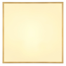 Stropní svítidlo kov mosaz matná barva, plast bílý, DxŠxV:450x450x30mm, LED 30W 230V, 3500lm zdroj, 2900lm výstup, 3000K