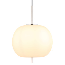 Závěsné svítidlo kov nikl matný, sklo bílé, kabel PVC černý, možnost nastavení výšky, Ø:300mm, V:1200mm, bez žárovky 1x E27 60W 230V