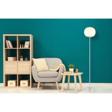 Stojací lampa kov nikl matný, sklo bílé, vypínač, Ø:300mm, V:1600mm, délka kabelu 1800mm, bez žárovky 1x E27 60W 230V
