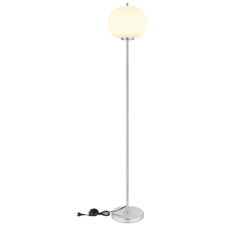 Stojací lampa kov nikl matný, sklo bílé, vypínač, Ø:300mm, V:1600mm, délka kabelu 1800mm, bez žárovky 1x E27 60W 230V