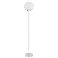 Stojací lampa kov nikl matný, sklo bílé, vypínač, Ø:300mm, V:1600mm, délka kabelu 1800mm, bez žárovky 1x E27 60W 230V